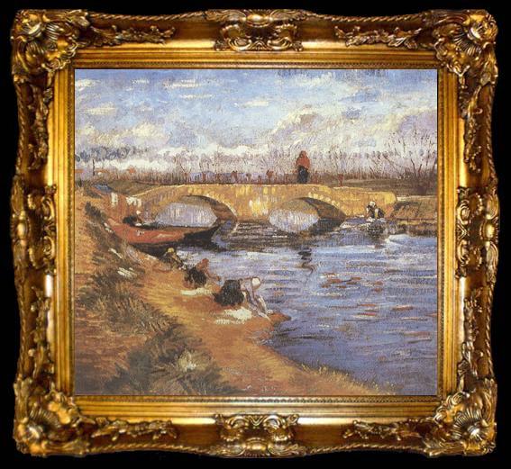 framed  Vincent Van Gogh The Gleize Brideg over the Vigueirat Canal (nn04), ta009-2